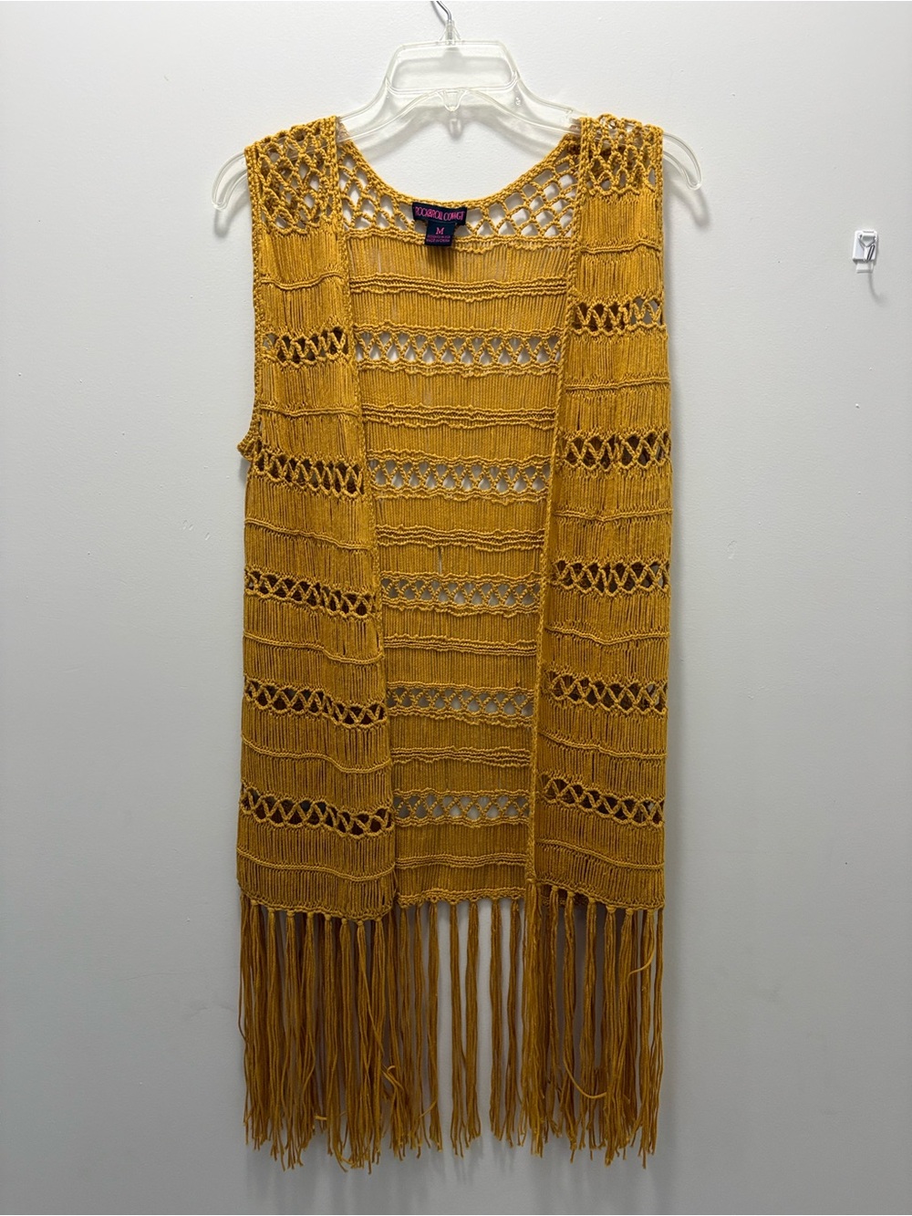 Rock & Roll Cowgirl Mustard Crochet Fringe Vest